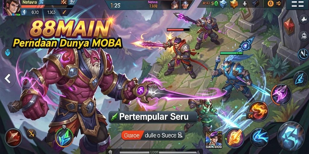 Tampilan aksi seru dalam pertempuran MOBA di 88MAIN.