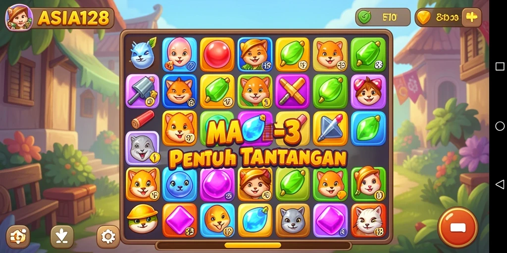 Tampilan gameplay ASIA128 yang mengasyikkan dalam kategori Match-3.