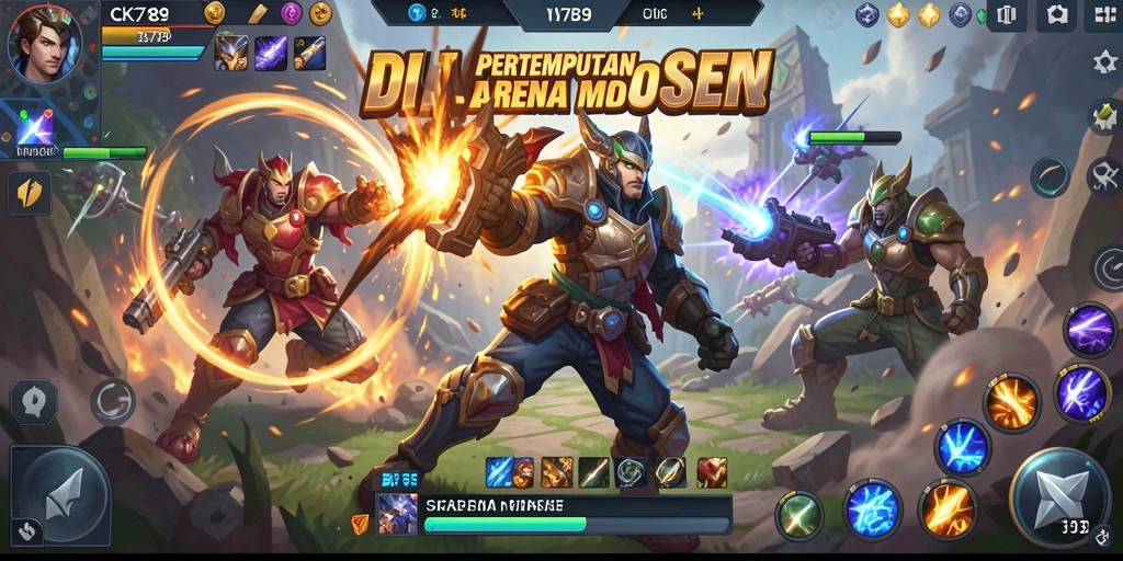 Tampilan seru dari pertempuran di CK789 dengan gameplay MOBA.