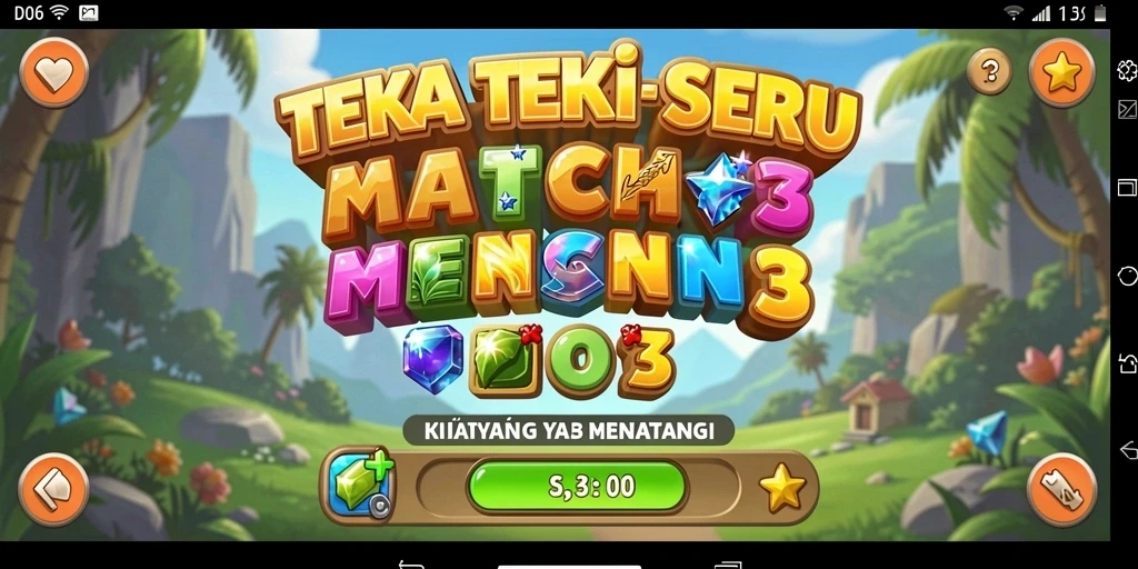 Tampilkan gameplay Match-3 yang menarik dan penuh warna.