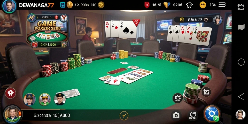 Tampilan menarik dari gameplay Poker di DEWANAGA77.