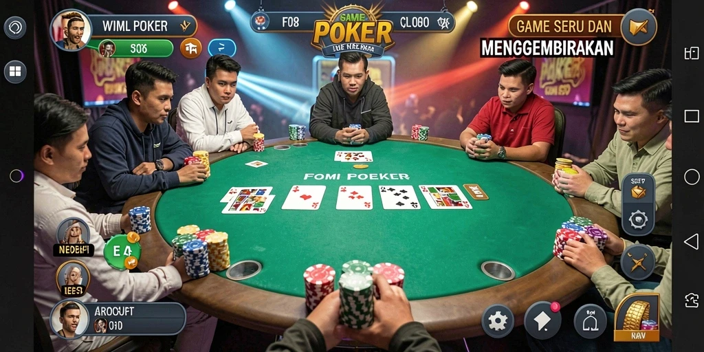 Screenshot gameplay F08 menampilkan pengalaman poker yang mendebarkan.