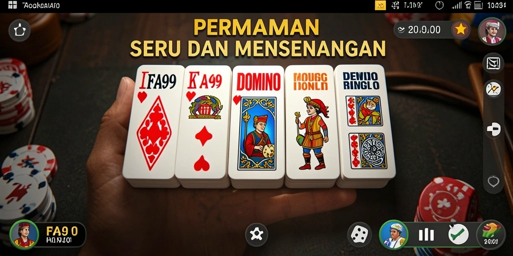Screenshot menunjukkan gameplay seru FA99 dalam bermain Domino.