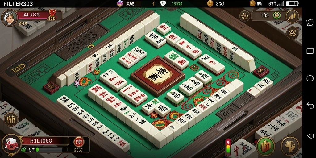 Gameplay FILTER303 dengan grafis Mahjong yang menarik dan menantang.