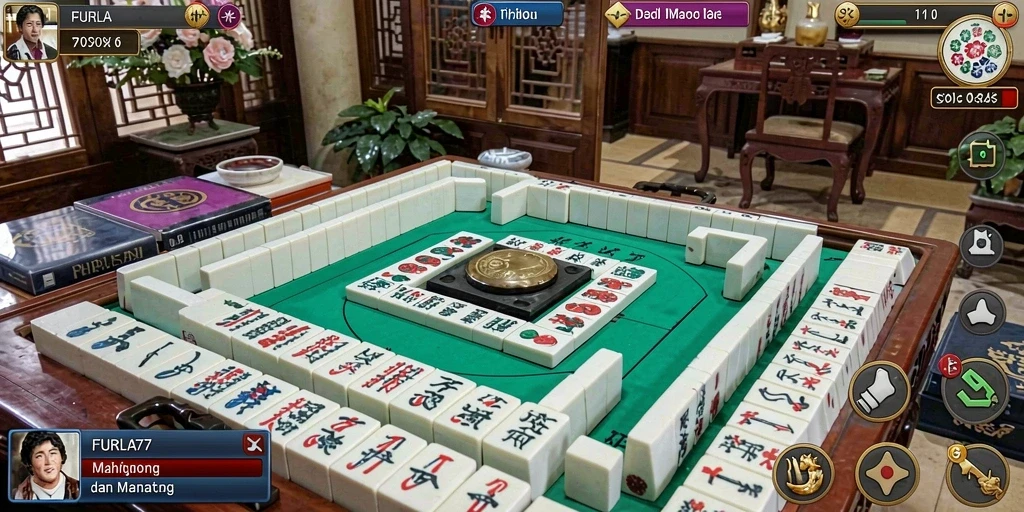 Tampilan gameplay Mahjong di FURLA77 dengan ubin yang serasi.