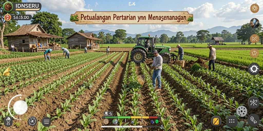 Screenshot gameplay IDNSERU yang menampilkan aktivitas bertani yang seru.