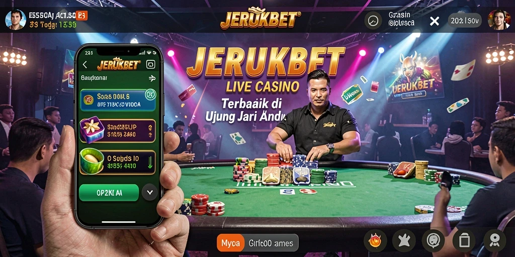 Tampilan bermain JERUKBET yang menarik dengan dealer langsung dan suasana kasino.