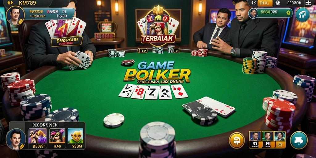 Screenshot gameplay KM789 yang menampilkan suasana permainan poker yang menarik.