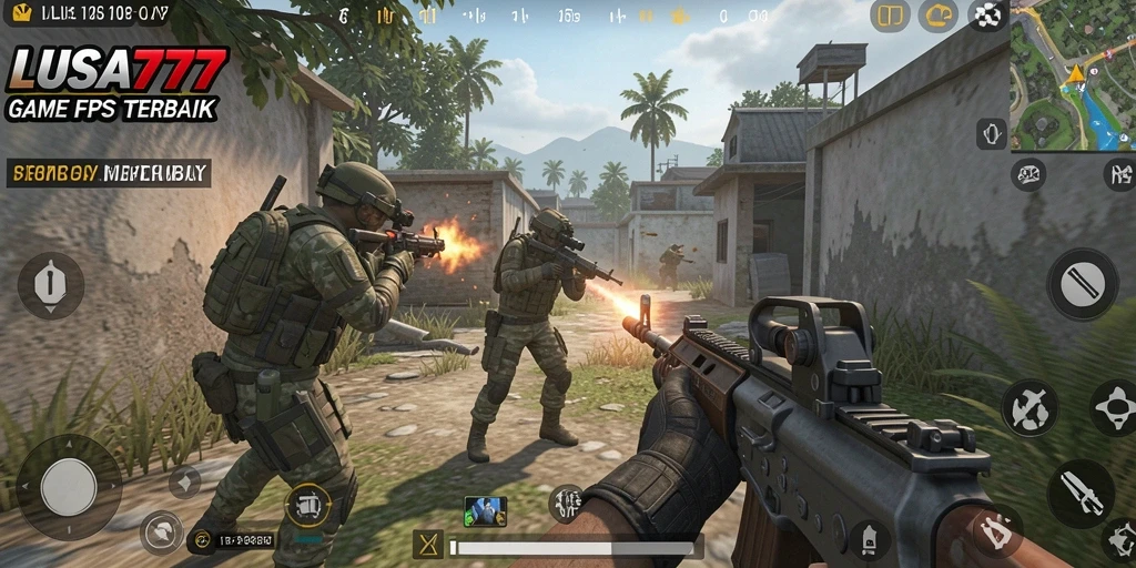 Tampilan gameplay LUSA777 dengan aksi menembak yang mendebarkan.