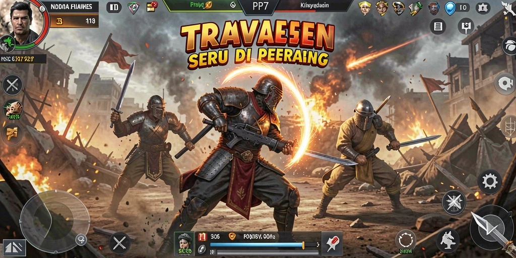 Tampilan gameplay PP7 yang intens dan menegangkan dalam pertarungan Fighting.