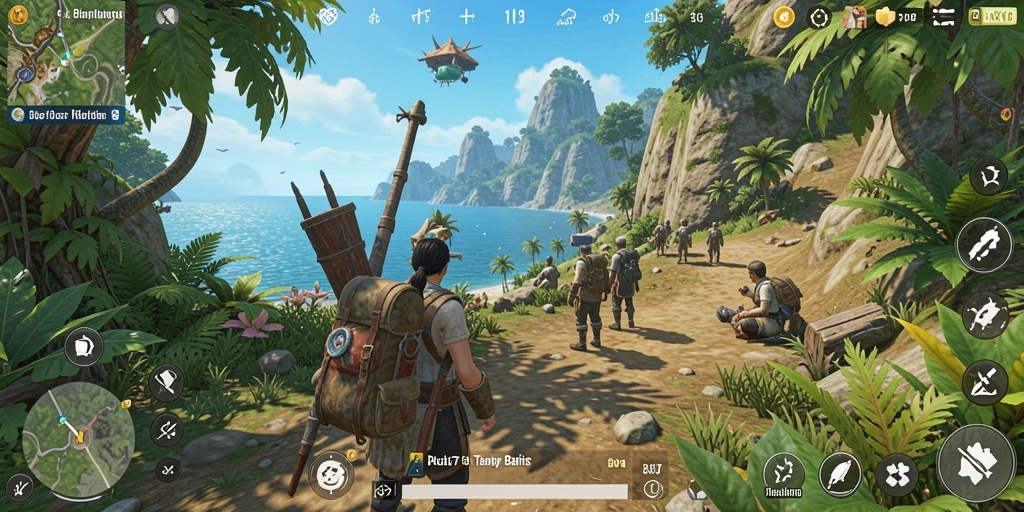 Screenshot menunjukkan pemain menjelajahi dunia terbuka yang luas dan dinamis.