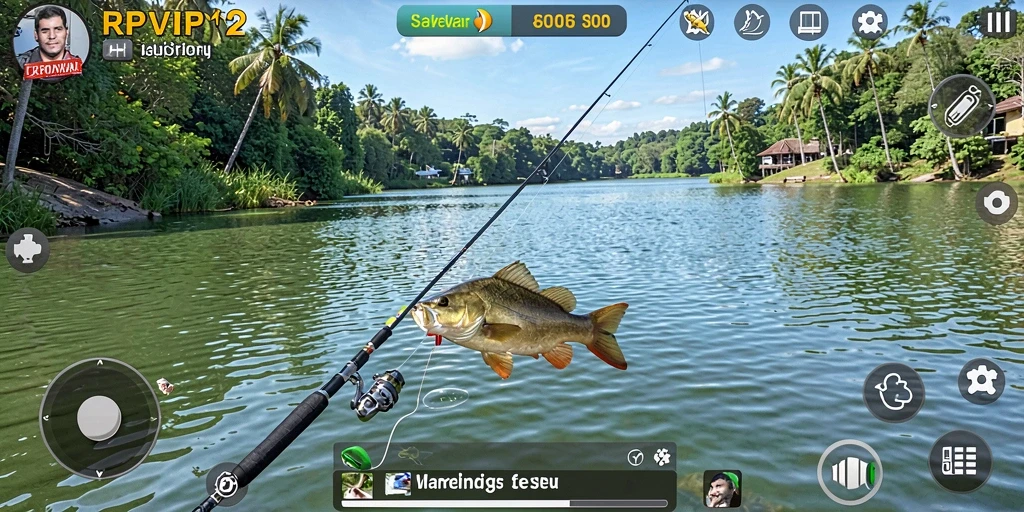 Screenshot gameplay RPVIP2 menunjukkan serunya pengalaman memancing.