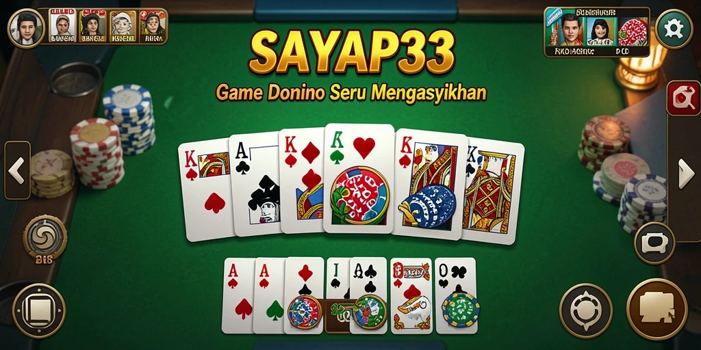 Screenshot utama SAYAP33 menampilkan gameplay domino yang seru.