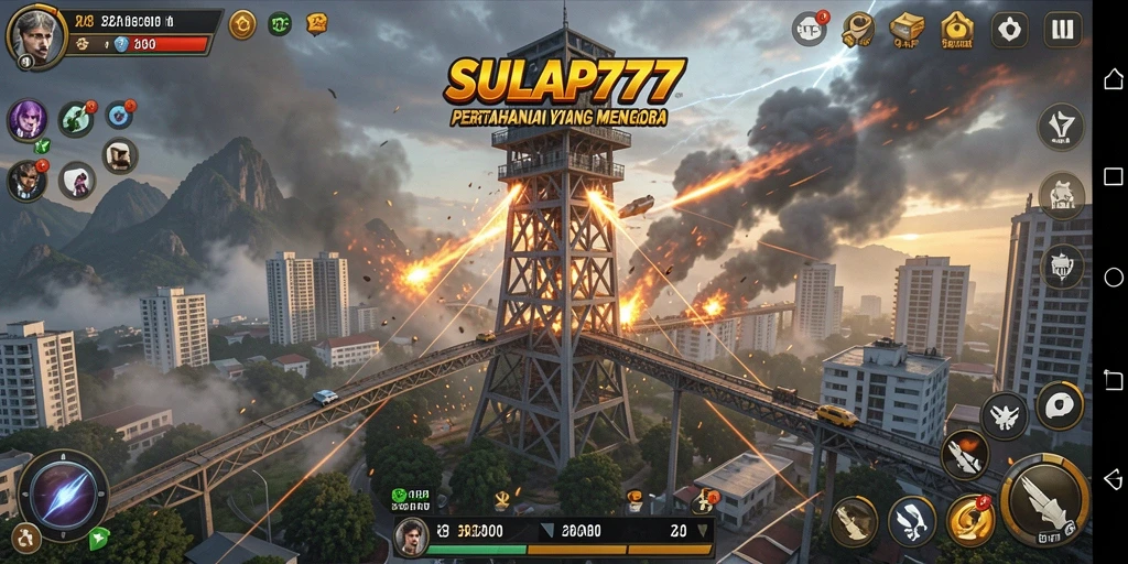Tampilan gameplay menara pertahanan SULAP777 yang mendebarkan.