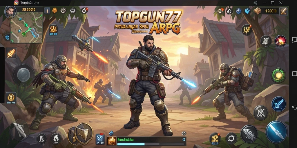 Tangkapan layar gameplay seru dari TOPGUN77 yang menunjukkan pertarungan mendebarkan.