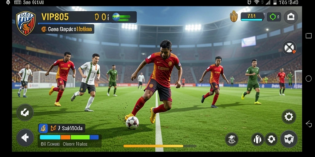 Tampilan menarik dari gameplay sepak bola yang mendebarkan