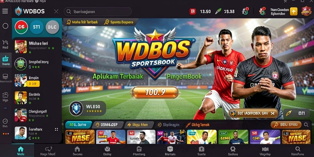 Gambaran tampilan aplikasi WDBOS yang menampilkan berbagai pilihan taruhan olahraga.