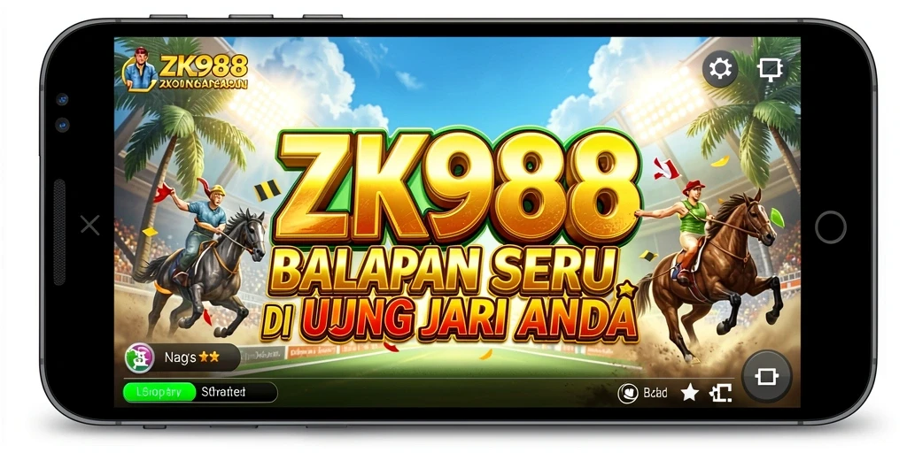 Tampilan gameplay ZK988 dengan mobil balap di trek menantang.